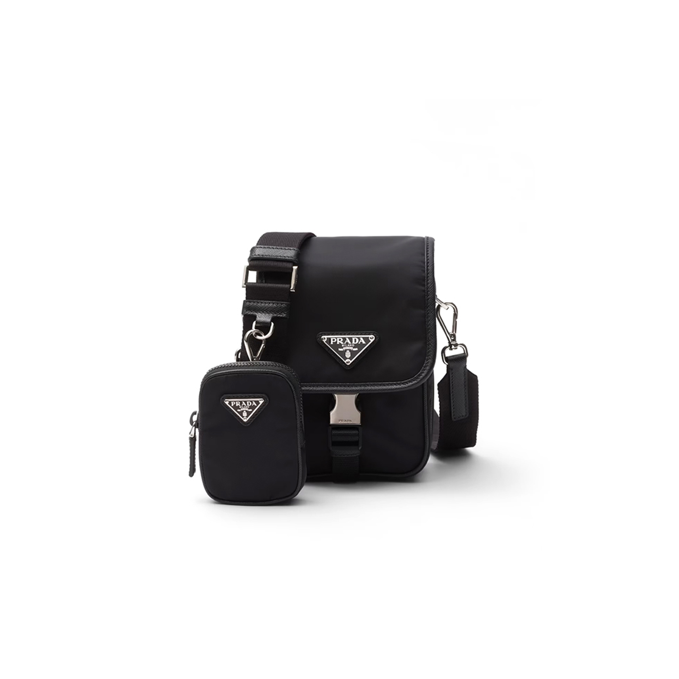 PRADA RE-NYLON AND SAFFIANO LEATHER SHOULDER BAG 2VD043 (19*14*5.5cm) PRADA RE-NYLON AND SAFFIANO LEATHER SHOULDER BAG 2VD043 (19*14*5.5cm)